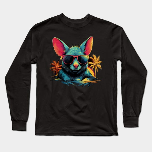 Retro Wave Jerboa Sunglas Long Sleeve T-Shirt by Miami Neon Designs